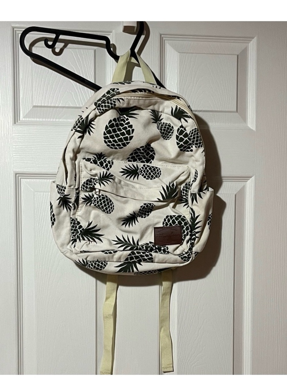 Pineapple Print Canvas Backpack - Cream & Black
